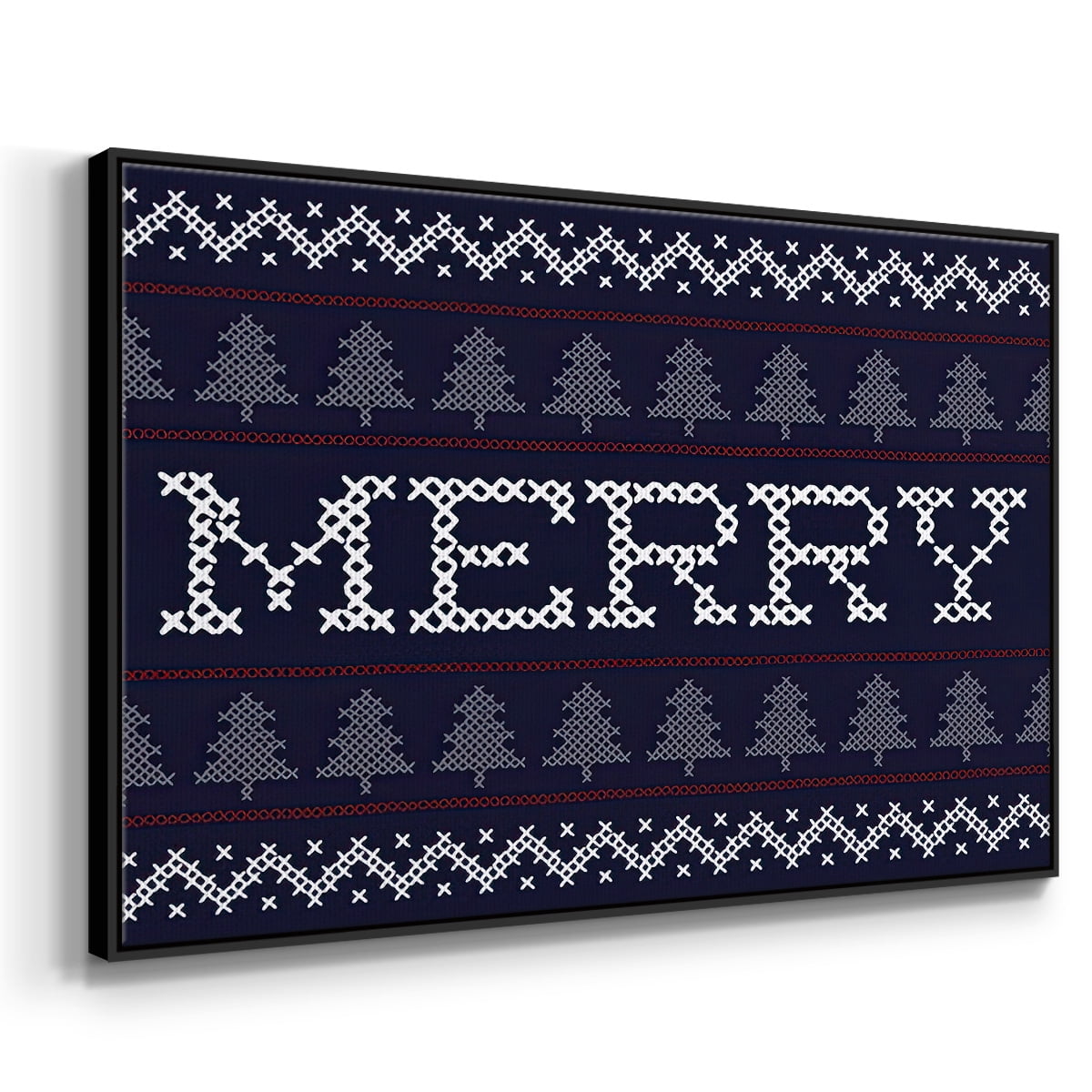 Merry Sweater - Framed Gallery Wrapped Holiday Canvas - 25 x 37 - Black Frame