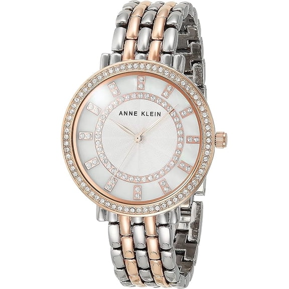 Anne Klein Two-Tone Crystal Encrusted Mixed-Metal Ladies Watch AK-3799MPRT