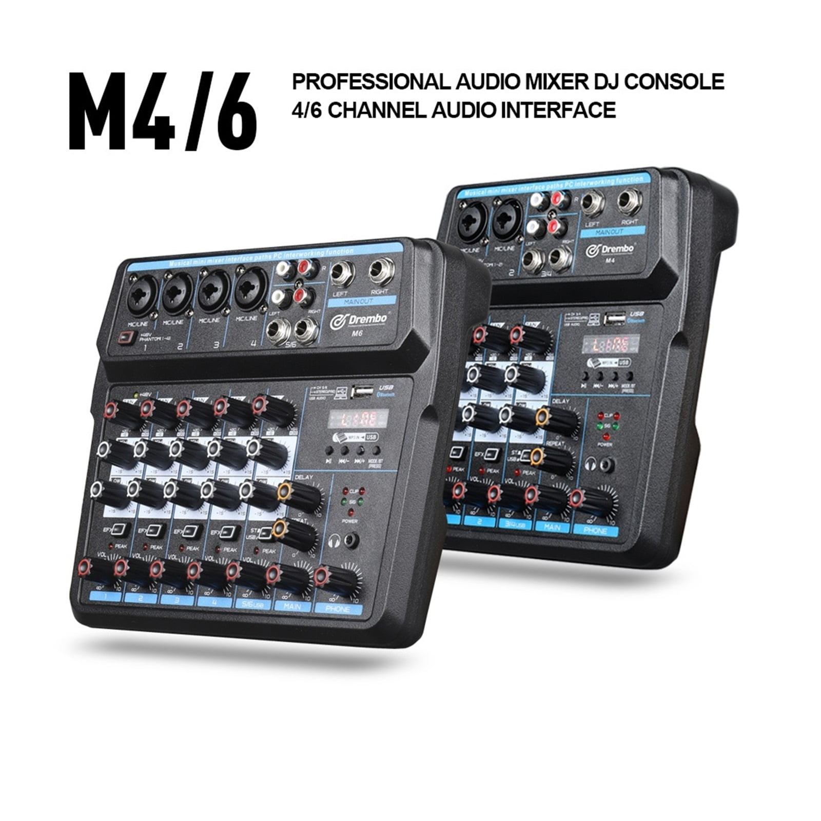 M4 M6 Aduio Mixer DJ Console With Sound Card Bluetooth For PC Recording Mic Instrument Mixing Interface ,Easy to Operate