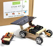 Pica Toys Wooden Solar and Wireless Remote Control Car Robotics Creative Engineering Circuit Science Stem Building Kit - Hybird Power for Electric Motor - DIY Experiment for Kids Teens and Adults
