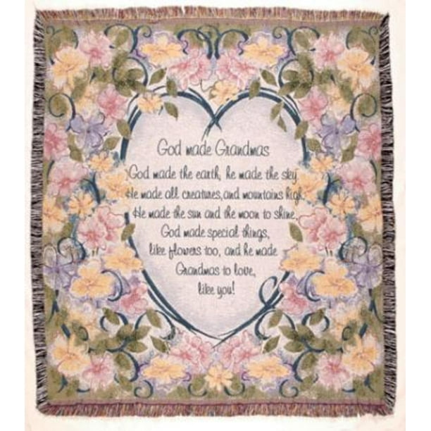 God Made Grandmas Floral Tapestry Throw Blanket 50" x 60