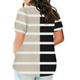 thumbnail image 3 of Oplxuo Plus Size Short Sleeve Tops for Women Casual Striped Chest Pocket Tunic Blouse Summer Loose V Neck Pullover T-Shirts, 3 of 5