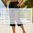 thumbnail image 3 of Nymphenshire Womens Capri Pants 7/8 Length Linen Elastic Waist Casual Cropped Pants Loose Fit Summer Beach Comfortable Bottoms Black, 3 of 5
