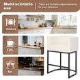 thumbnail image 3 of ClinQ 26" Counter Height Bar Stools Set Of 3, PU Leather Barrel Stools With Back And Arms For Kitchen Island, White, 3 of 10