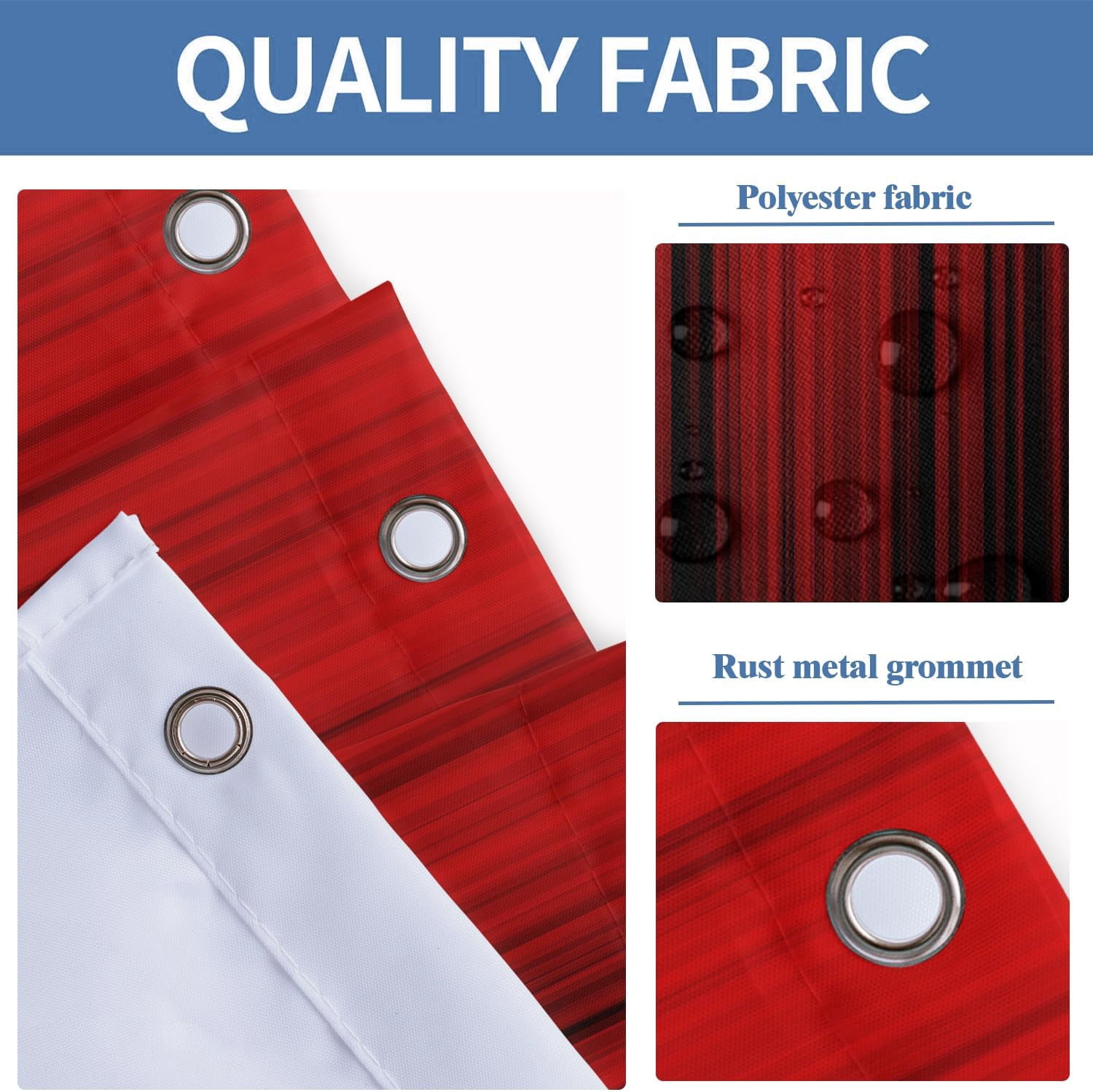 4 Piece Red and Black Shower Curtain Ombre Mens Gothic Abstract Cool Art 72Wx72L Curtains Decor with Non-Slip Rugs, Toilet Lid Cover and Bath Mat Bathroom Accessories Home Bathtub Set
