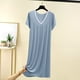 thumbnail image 1 of Karight Womens Soft Cotton T Shirt Dress Summer Short Sleeve Casual V Neck Sleepshirts Loose Long Nightdress House Dress, 1 of 7
