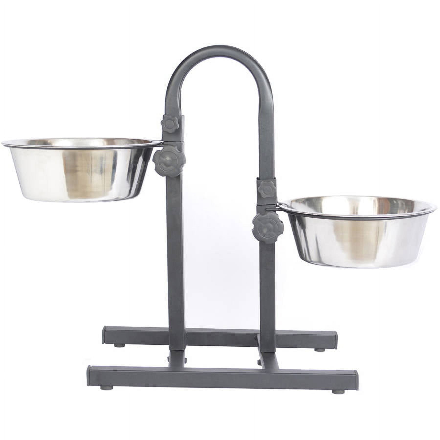 Iconic Pet Adjustable Stainless Steel Pet Double Diner For Dog (U Design), 5 Qt, 160 Oz, 20 Cup