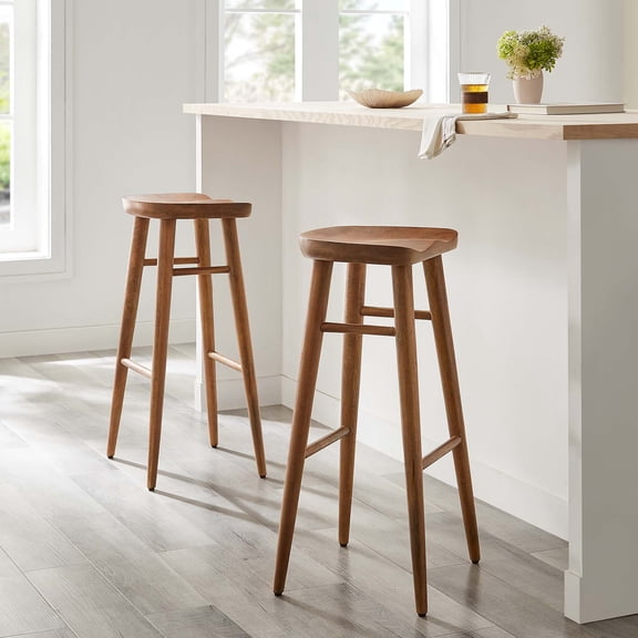Saville Backless Wood Bar StoolsSet of 2 in Walnut