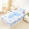 thumbnail image 4 of Manfei Dreamy Blue Bowknot Twin Sheet Sets For Girls,Blue Letter T Alphabet Initial Bedding,3 Pieces, 4 of 6