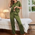 thumbnail image 4 of Postpartum Pajama Sets – Nursing Friendly Pajamas & Lounge Sets Womens Satin Pajama Set Short Sleeve Shirt With Long Pajama Pant Set Soft PJ Loungewear, 4 of 6