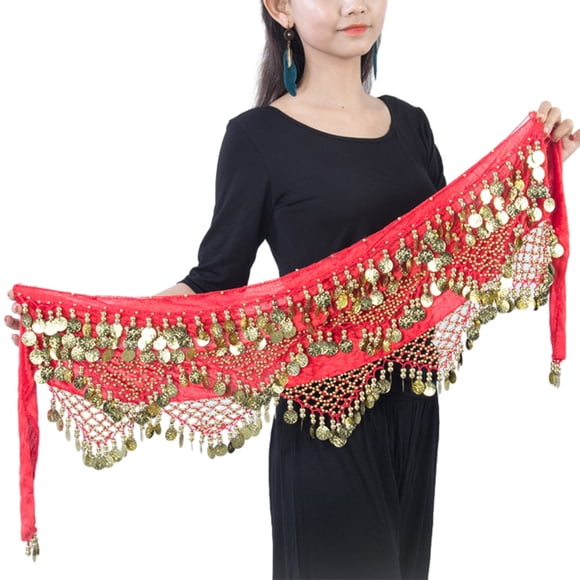 Sonducket Danza del vientre Cadena de cintura Cinco capas Tres filas Lentejuelas Moneda Cadera Bufanda Accesorios de moda Ropa de rendimiento Type3 NO3
