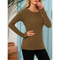 thumbnail image 4 of JYLFC Women Casual Long Sleeve Crew Neck Pullover Basic Sweaters Khaki XL, 4 of 7