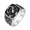 Silver, variant on Men's Scorpion Signet Ring Stainless Steel Black Face Gothic Biker Statement Ring, Side Scrollwork, Gold Silver Design, Concert Party Halloween Ring, Birthday Father's Day Gift, US Sizes 7-13