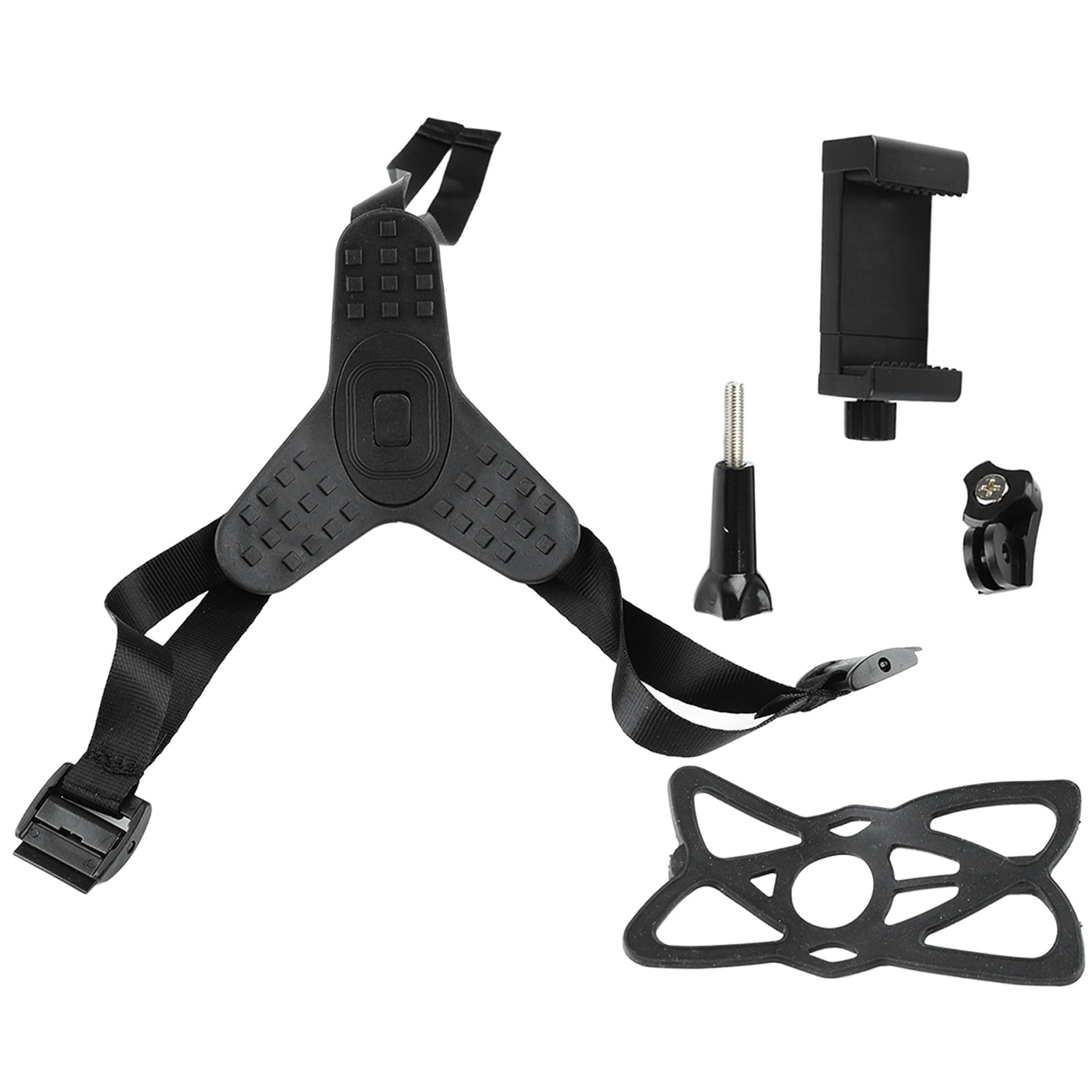Suodoka Universal Helmet Chin Mount with Phone Clip and Silicone Mesh for Action Sports Cameras