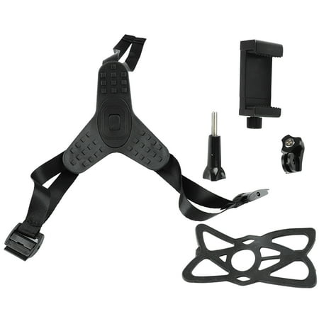 LYD Motorcycle Helmet Chin Mount Strap Holder with Phone Clip and Silicone Mesh for GoPro and Smartphones Lightweight Action Camera Bracket (3.93x3.93x3.54 in / 10x10x9 cm)