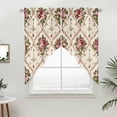 thumbnail image 5 of Vintage Pink Red Floral Kitchen Window Curtains, Swag Curtains Valance for Bedroom Living Room Bathroom, Farmhouse Flower Green Leaf Rod Pocket Window Treatment Curtain Block Drapes 2 Panels 36"x45", 5 of 9
