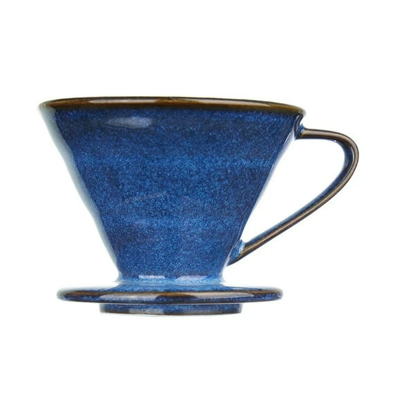 Blue Glazed Ceramic Pouring Over Filter Thick Insulated Cup Retains Coffee Flavor Naturally