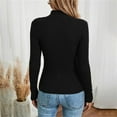 thumbnail image 4 of Tittly Fitted Sweaters for Women Tight Sweaters for Women Women's Autumn And Winter Warm Low Neck Button Down Sweater With Long Sleeves Sweater Top Sweaters for Women Black M, 4 of 6