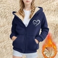 thumbnail image 2 of SGMVNU Winter Warm Outwear Jackets for Boys Girls Lined Winter Warm Coats Sweatshirt Hoodie Jacket Casual Loose Zipper up Hooded Jackets Size 12-13 Years, Color lz1023_A-Dark Blue, 2 of 4