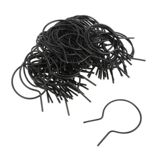 Fence Ties 100 Pack - 3" (2 7/8" OD) x 8 Gauge Preformed Steel Tie Wire - Black Vinyl Coated - Chain Link Fence Accessories