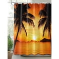 thumbnail image 2 of Tropical Shower Curtain, Coconut Beach Sunset Bathroom Decor Curtains Set with Hooks, Orange Gold Yellow Waterproof Fabric Home Accessories， 72 X 78 Inch Long, 2 of 6
