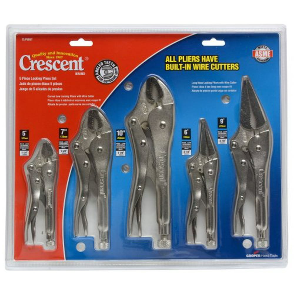 Crescent CLP5SET 5Piece NickelPlatted Locking Pliers Set Walmart
