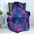 thumbnail image 4 of Celestial Soft Flannel Fleece Throw Blanket, Outer Space Galaxy Dreamy Stars Andromeda, Cozy Plush for Indoor and Outdoor Use, 50" x 70", Indigo Royal Blue, by Ambesonne, 4 of 5