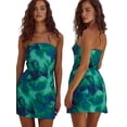 thumbnail image 3 of Women Tropical Summer Dress Strapless Floral Midi Tube Bodycon Party Clubwear Green M, 3 of 7