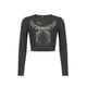 thumbnail image 3 of Txlixc Pull - top de manga larga de cuello V negro, S / M / L Txlixc moda, 3 of 9