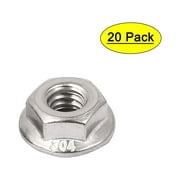 Uxcell 1/4"x20 304 Stainless Steel Serrated Hex Flange Lock Nuts (20-pack)