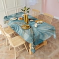 thumbnail image 3 of Blue Gold Marble Pattern Rectangle Tablecloth 60"x102",Waterproof Polyester Rectangle Table Cloth, Wipeable Spillproof Polyester Tablecloth for Dining, Camping, Indoor and Outdoor, 3 of 6
