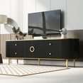 thumbnail image 4 of Harper & Bright Designs Modern TV Stand for 80 inch TV with Storage Drawers, Wood TV Storage Cabinet, Entertainment Center Media Console with Metal Legs and Handles for Living room, Black, 4 of 18