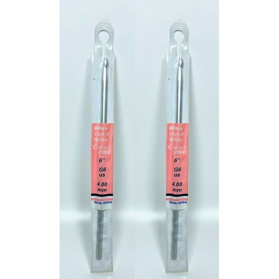 Lot of 2 Allary Polished Aluminum Crochet Hooks G6 (4mm X 6")