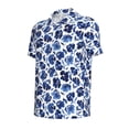 thumbnail image 2 of Rocae Blue Ink Flowers for Men's Short Sleeve Polo Shirt, Quick Drying Performance Moisture Wicking Sports Men's Golf Shirt Medium, 2 of 9