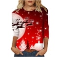 thumbnail image 2 of Pntutb Moda Mujer Chriatmas Impreso Camiseta 3/4 Mangas Blusa Cuello Redondo Casual tops Pntutb Pntutb-4003, 2 of 4