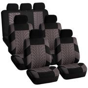 FH Group Travel Master 3 Row Seat Covers Set for 7 Seaters Van SUV Full 3 Row Seat Covers Gray Black