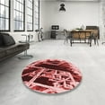 thumbnail image 3 of Ahgly Company Indoor Round Patterned Cranberry Red Area Rugs, 7' Round, 3 of 6