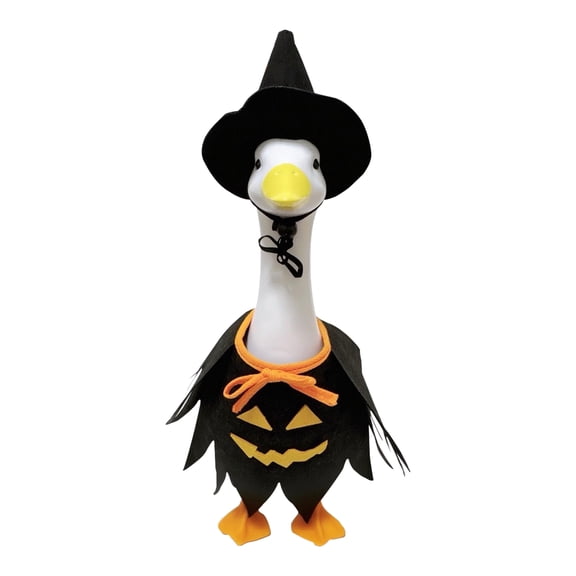 Porch Goose Clothe, Festive Halloween Porch Goose Outfit with Witch Hat, for 23 Inch Statue Yard Garden Fall Decor