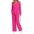 thumbnail image 3 of Fantaslook Plus Size Two Piece Sets for Women Fall Outfits Long Sleeve Tops Wide Leg Pants Lounge Matching Sets Vacation Travel Outfits, 3 of 7