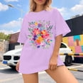 thumbnail image 3 of Graphic Tees for Women T-Shirts Women's Oversized Top Loose Short Sleeve T Shirt Style for Everyday Comfort and Casual Blue XL, 3 of 5