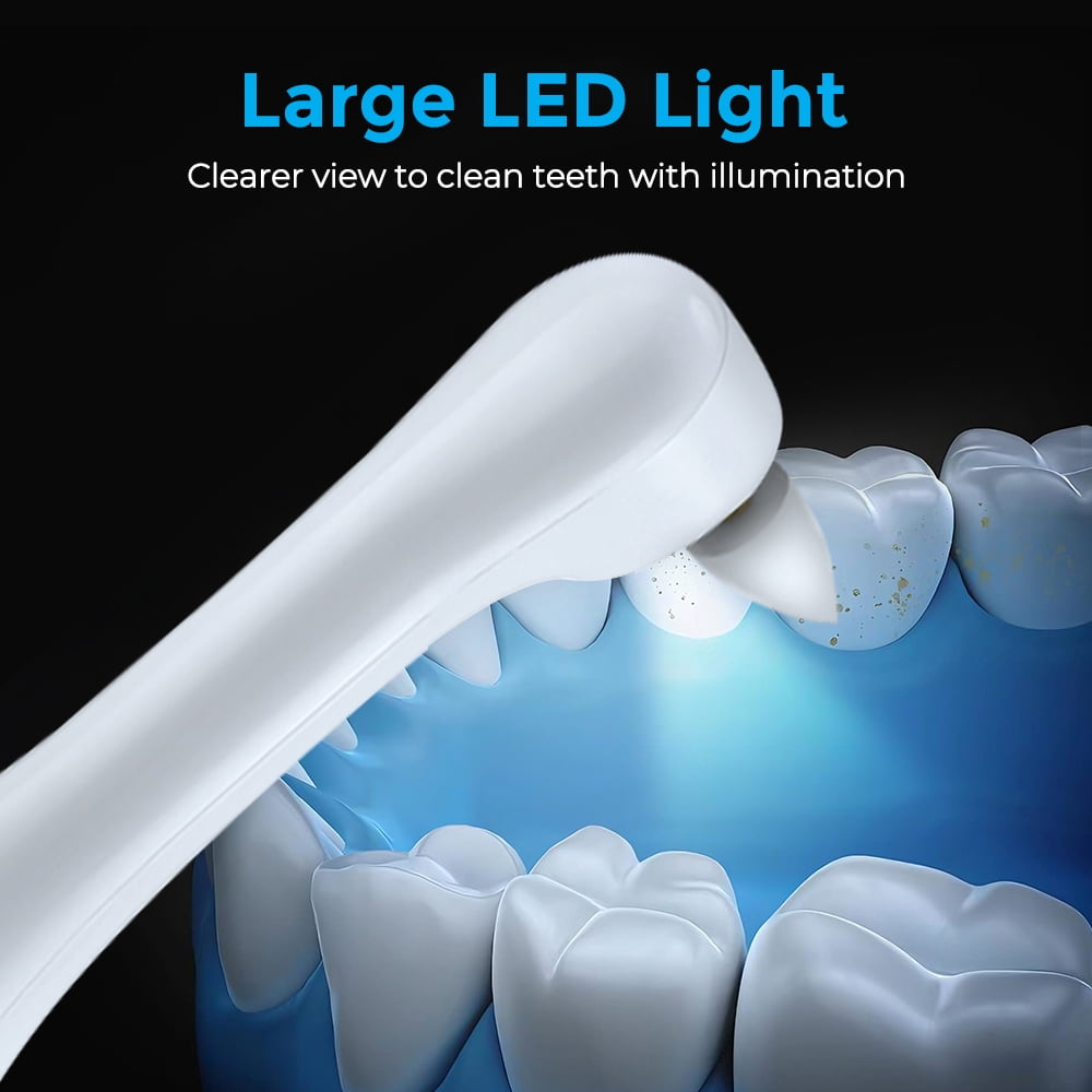 Electric Tooth Polisher, Teeth Whitening Cleaner, Plaque Dental Tartar Remover with 5 Speed Modes with 6 Brush Heads, LED Light, 10min Auto Shut Off, Rechargeable Teeth Cleaning Kit for Teeth Health