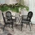 thumbnail image 3 of Flash Furniture 4 Pack Indoor/Outdoor Commercial Thonet French Bistro Stacking Chair with Arms, Black and White PE Rattan and Black Aluminum Frame, 3 of 14