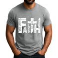 thumbnail image 2 of Men's Crew Neck Short-Sleeve T-Shirt With Bible Verse & Letter Design Casual Daily Wear Comfortable Fabric All-Season Casual Tees,Gray,XXL, 2 of 4