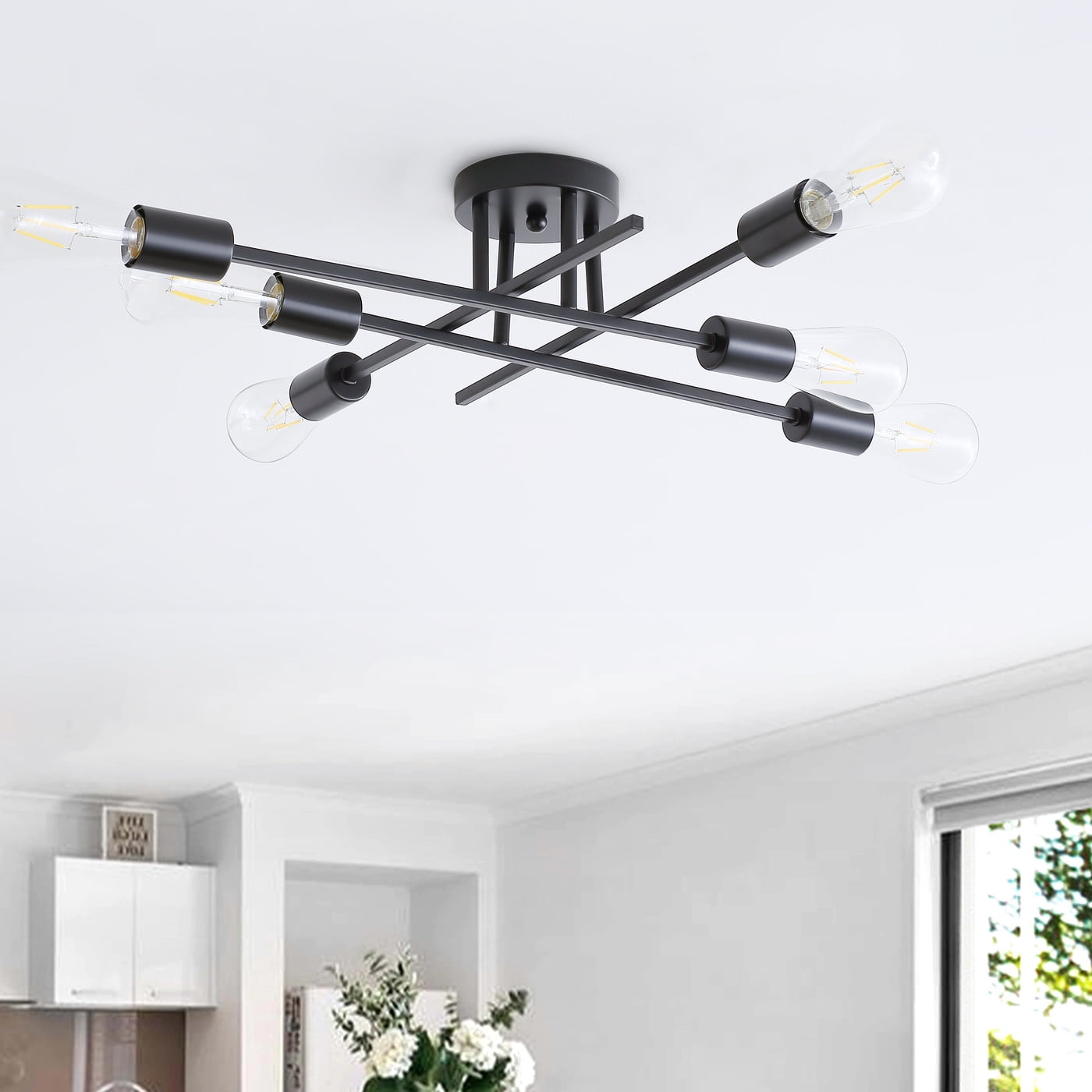 Aiwen Retro Metal Sputnik Semi Flush Mount Ceiling Lamp Modern Light Fixture