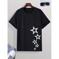 thumbnail image 3 of Men's Light Blue Summer Fashion T-Shirt with White Star Pattern - Crew Neck, Short Sleeve, Machine Washable & Dry Cleanable, 3 of 8