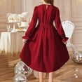 thumbnail image 5 of Fesfesfes Girls Long Sleeve Party Dress With Belt Elegant Pleated Flowy Formal Gown For Special Occasion Birthday Celebration Holiday Outfit(Wine,12-13 Years), 5 of 5