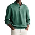 thumbnail image 2 of BiZtdJrK Polos Shirts for Men Long Sleeve Tennis Golf T-Shirts Casual Button V Neck Pullover Blouse Loose Fit Athletic Tops Army Green XXXXL 50 Percent off Sales Today, 2 of 7