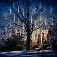 thumbnail image 4 of Morttic Meteor Shower Lights Outdoor, 11.8 Inches 8 Tubes 192 LED Snowfall Lights, Waterproof Meteor Christmas Lights, Hanging Falling Rain Lights for Tree Bushes Holiday Party Xmas Decoration, 4 of 6