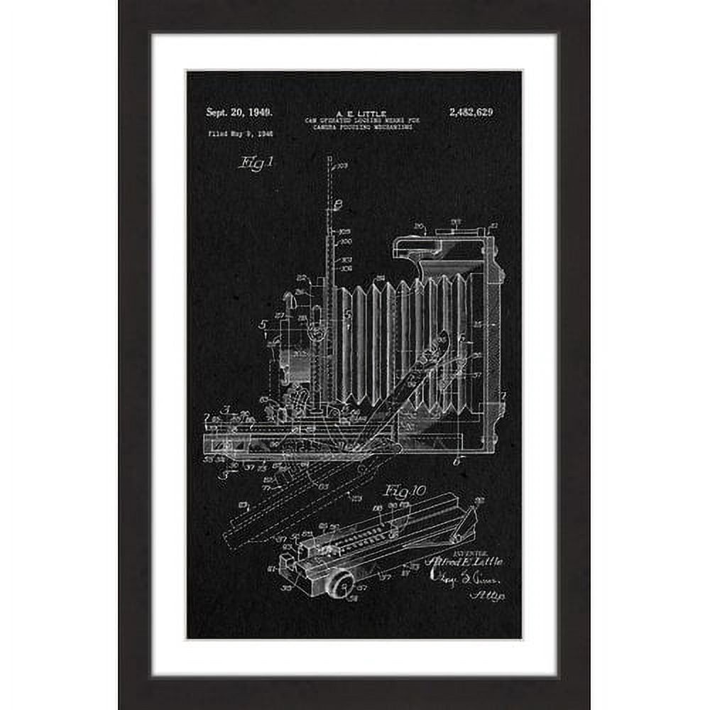"Camera 1949 Black Paper" Framed Painting Art Print, 24" x 1.5"
