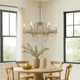 thumbnail image 7 of Maci 28 Inch Chandelier, White Beaded Candelabra Design, Brown Wood, 7 of 7